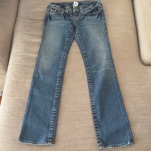 True Religion Women's Straight Leg Blue Jeans